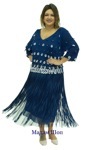 Тёмно-синее нарядное платье с длинной пышной бахромой